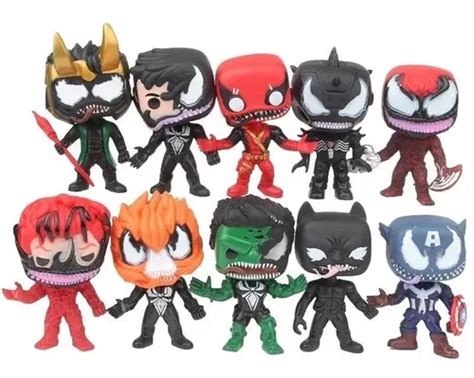 Kit 10 Funko Pop Vilões Venom Carnage Deadpool Hulk Capitão Frete grátis