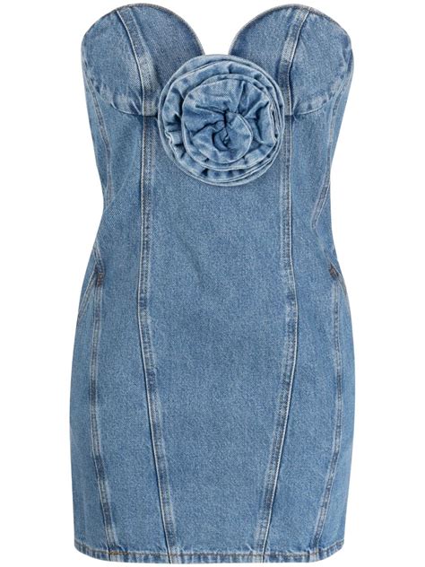 Magda Butrym Floral Embellished Slim Fit Denim Mini Dress In Blue