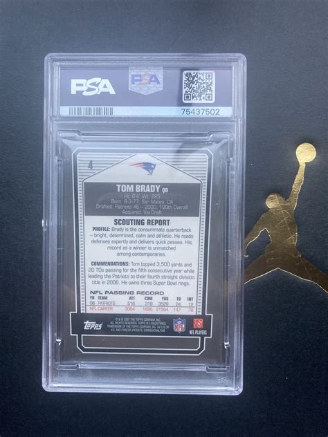 2007 Topps Draft Picks Prospects 4 Tom Brady Chrome Bronze PSA 8 EBay