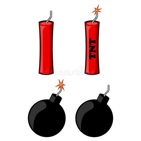 Dynamite, Bomb with Fire Isolated on White Background. Explosion ...