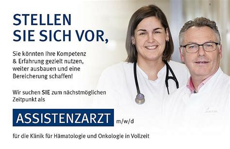 Assistenzarzt m w d für Klinik für Hämatologie und Onkologie in