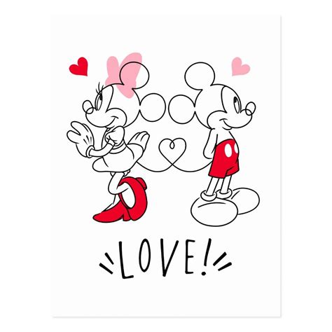 Mickey And Minnie Valentine S Day Love Postcard Zazzle Valentines