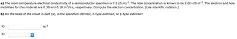 Solved A The Room Temperature Electrical Conductivity Of