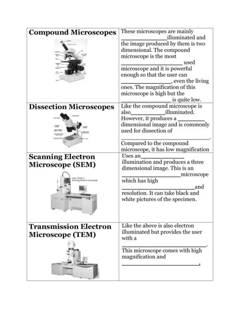 Compound Microscopes These microscopes are mainly