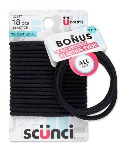 Scunci Black Elastic Hair Bands 18 Ct Smiths Food And Drug