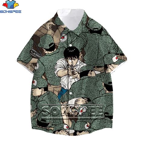 Sonspee Camisa De Anime Japonés Akira Racing Para Hombre Camisa De Manga Corta Con Estampado 3d