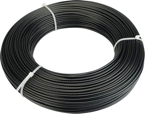 Muzata Feet Wire Rope Black Vinyl Coated Stainless Steel Inch