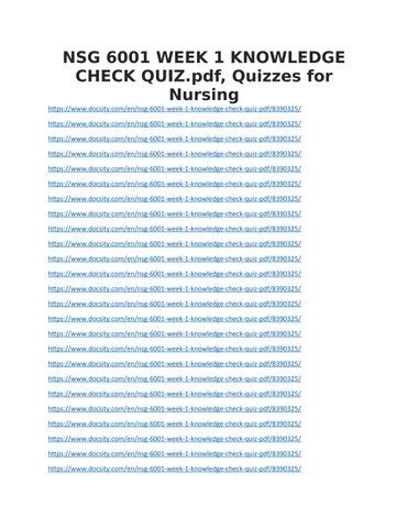 NSG 6001 WEEK 1 KNOWLEDGE CHECK QUIZ Pdf Quizzes For Nursing By GUNSON