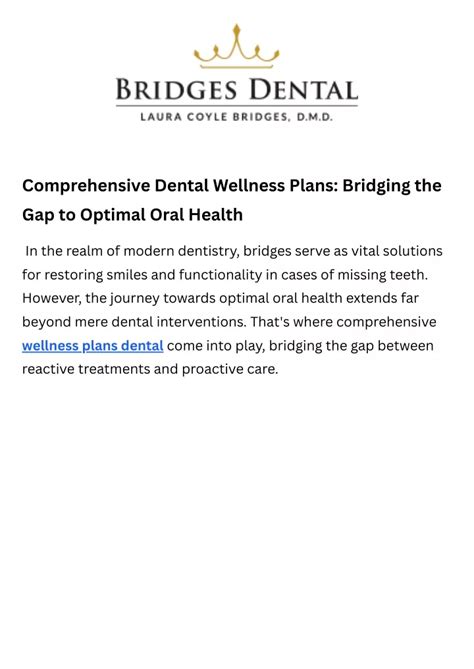 PPT Comprehensive Dental Wellness Plans Bridging The Gap To Optimal