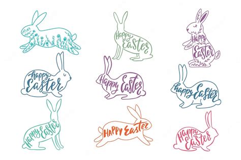 Premium Vector Happy Easter Vector Illustrations Of Bunnies Rabbits