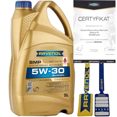 RAVENOL SMP 5W30 5L BMW LL-04 VW 504 00 VW 507 00 MB 229.51 + ZAWIESZKA ...