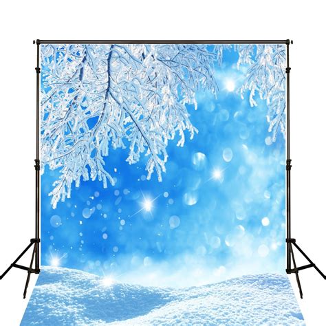 Mohome X Ft Winter Snow Scenery Photography Backdrops Blue And White