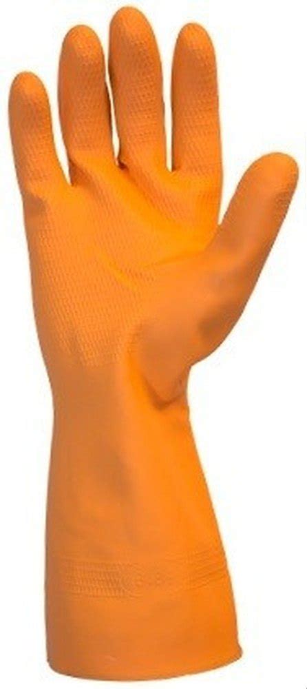 Washable Orange Industrial Rubber Hand Gloves For Industry Material