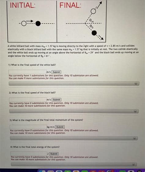 Solved A White Billiard Ball With Mass Mw Kg Is Moving Chegg