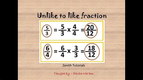 Intro To Fractions Day 4 Unlike To Like Fractions Terms Problems And Answers For Quizzes And