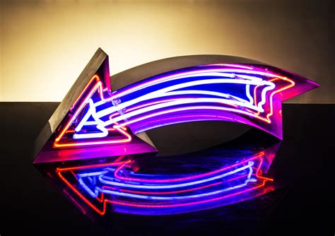 Neon Arrow On Steel Kemp London Bespoke Neon Signs And Prop Hire