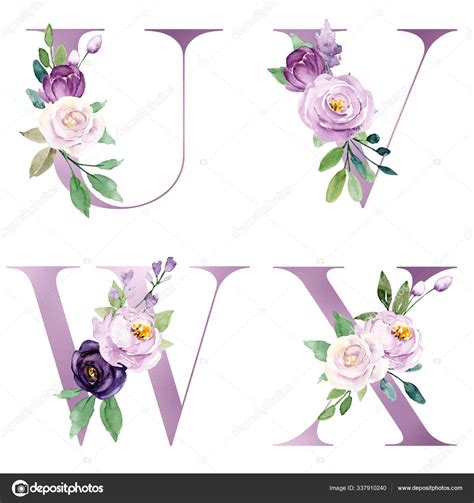 Hermosas Letras Con Flores Y Hojas Acuarela Pintura Flores Acuarela