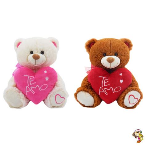 Oso de peluche con corazón bordado dos colores 30 cm Olis Place Peluches