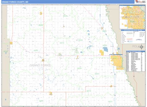 Grand Forks County, North Dakota Zip Code Wall Map | Maps.com.com