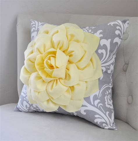 Yellow Decorative Throw Pillow - Pillow Covers - Yellow Flower Damask ...