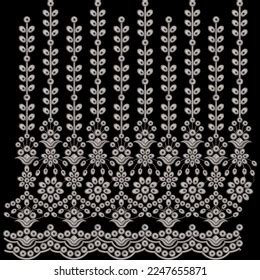 Beautiful Lace Border Embroidery Design Digital Stock Illustration