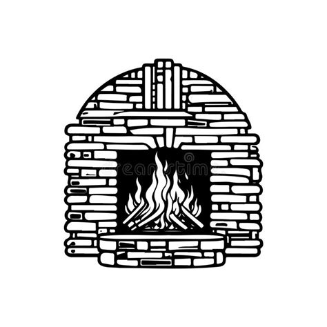 Fireplace Icon Hand Draw Black Christmas Colour Logo Symbol Perfect