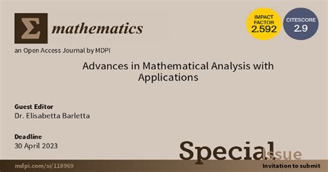 Mathematics Special Issue Advances In Mathematical Analysis With