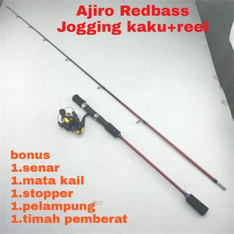 Jual Satu Set Joran Pancing Lengkap Murah Kaku Ajiro Redbass Jigging