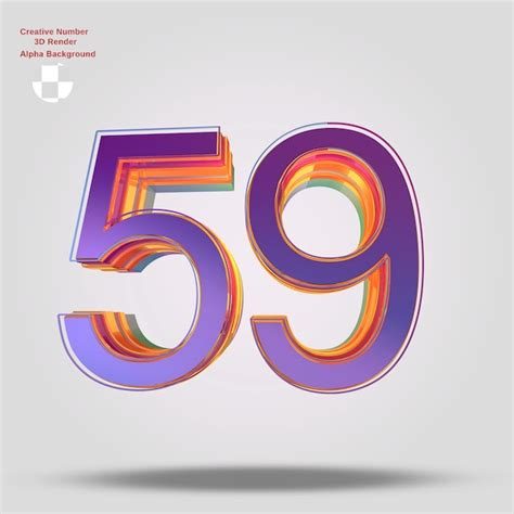 Premium Psd 3d Rendering Purple Number 59 For Design