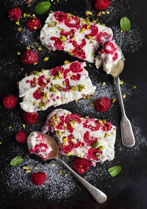 Raspberry Semifreddo With Rose Water And Pistachios