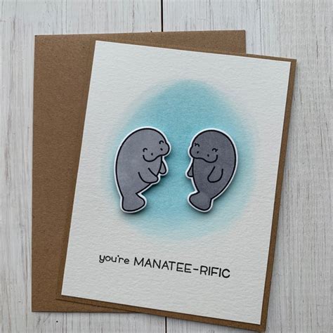 Manatee Card Etsy