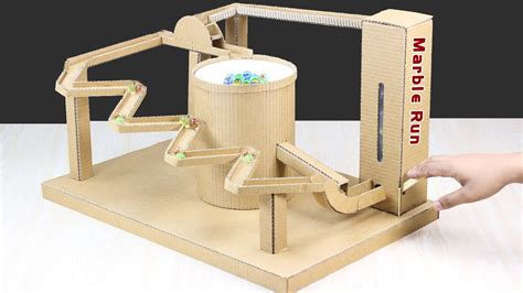 Diy Marble Run Game Machine From Cardboard At Home Youtube