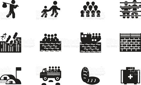 Refugee And Migration Icon Set Vector Stock Illustration Download