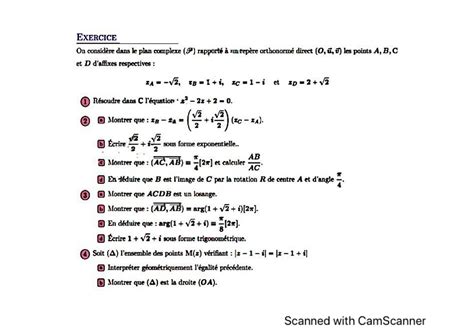 Solution Exercice Corrige De Nombre Complexe Studypool