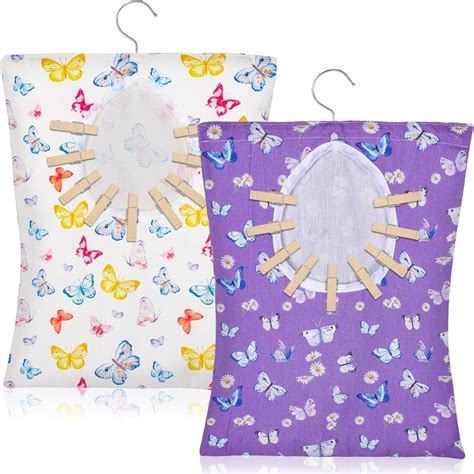 Amazon Whaline 2 Pcs Clothespin Bag With Hanging Hook Watercolor