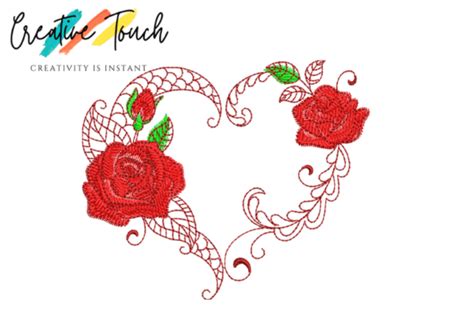 Heart Of Flowers Embroidery Design · Creative Fabrica