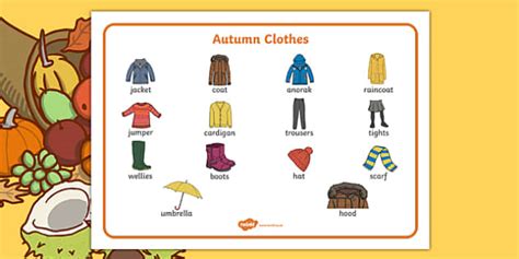 Autumn Clothes Word Mat Teacher Made Twinkl