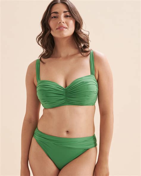 Bleu Rod Beattie Kore D Cup Shirred Bandeau Bikini Top Evergreen