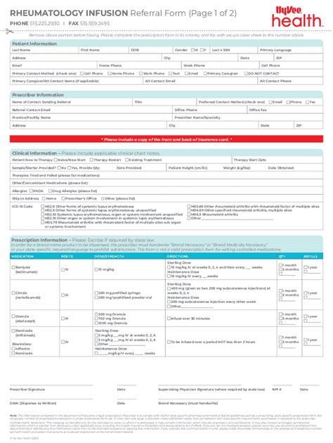 Fillable Online Rheumatology Referral Form Infusion Medications Fax