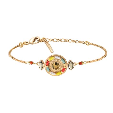 Bracelet Chaîne CLAUDIA doré Nacre blanche Perles multicolores