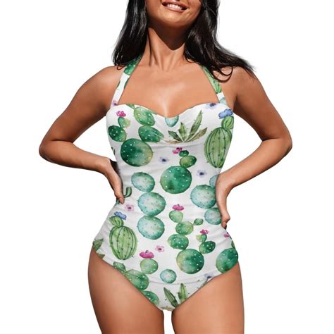 Stuoarte Cactus Women Swimsuits Tummy Control One Piece Bikini Size 2xl