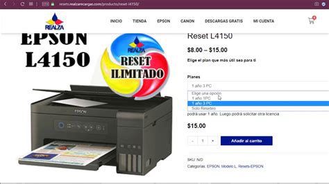 Almohadillas al final de su vida útil RESET impresora EPSON L4150