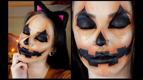 Easy Pumpkin Halloween Makeup Tutorial Cute And Creepy Youtube