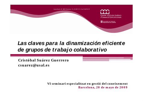 Pdf Las Claves Para La Dinamizaci N Eficiente De Grupos De Trabajo