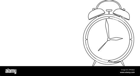 Continuous Single Line Drawing Of Vintage Alarm Clock Line Art Vector