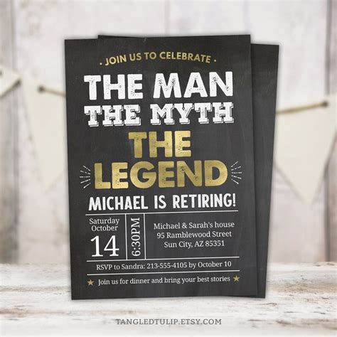 The Man The Myth The Legend Retirement Invitation Man Myth Legend