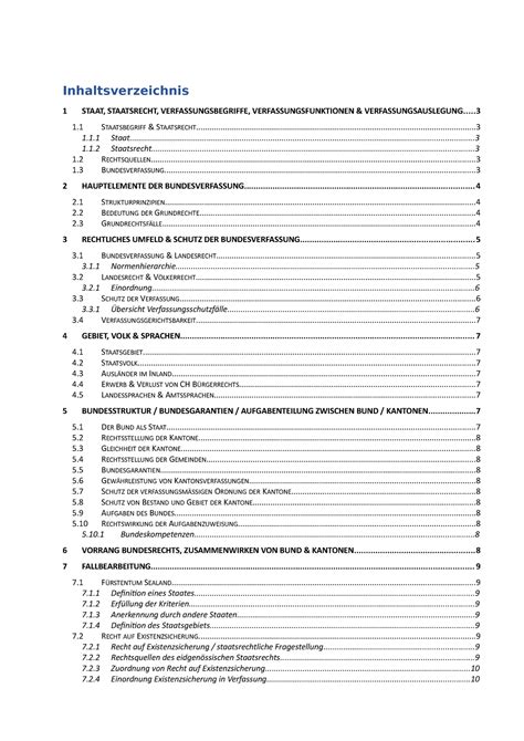 Staatsrecht I Zusammenfassung Inhaltsverzeichnis Staat Staatsrecht