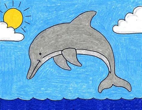 Easy How to Draw a Dolphin Tutorial Video and Coloring Page