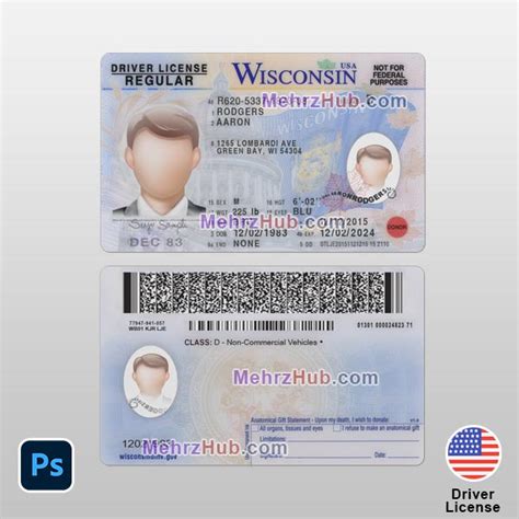 Editable Wisconsin Driver License Psd Template Mehrzhub