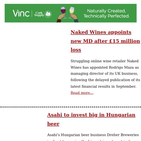 Naked Wines Appoints New Md Asahi Invests In Hungary Is Marsala A